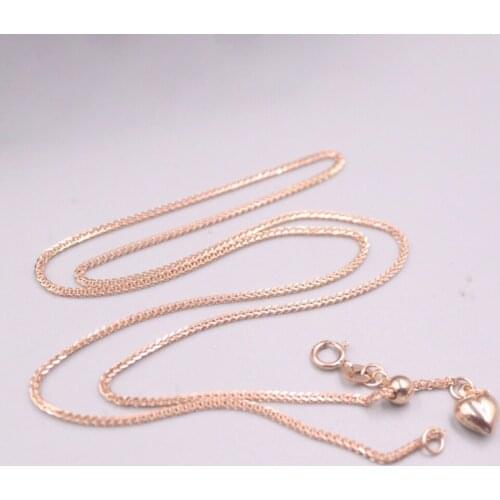 Pure 18K Rose Gold Necklace Lucky Wheat Chain Adjustable Necklace 3.2g / 18inch For Women Gift AU750