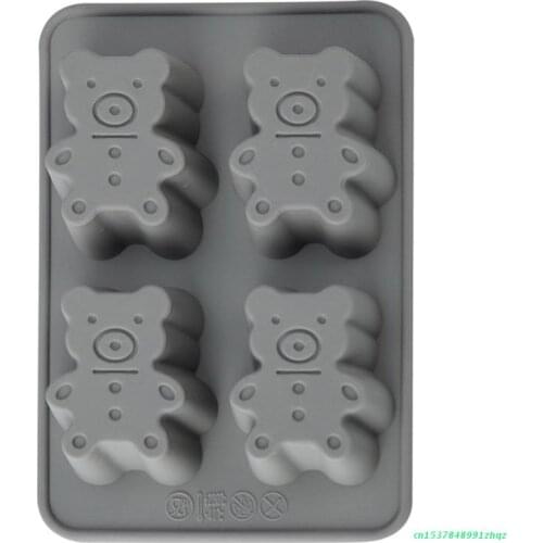 Bear Shape Making Tray Silicone Material 4 Cavities Use to Make Candy Soap Gelatin Cupcake Topper Chocolate and Ice Tray
