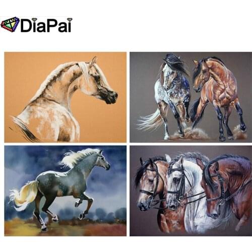 DIAPAI 100% Full Square/Round Drill 5D DIY Diamond Painting "Animal horse" 3D Embroidery Cross Stitch Home Decor