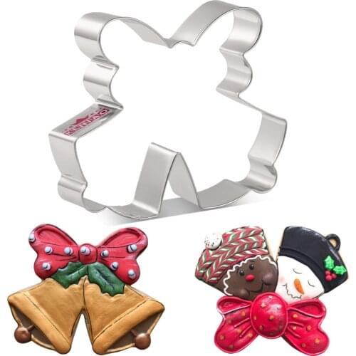 KENIAO Double Bell Cookie Cutter For Christmas Party - 8.9 x 11 CM - Biscuit Fondant Bread Cutter - Stainless Steel