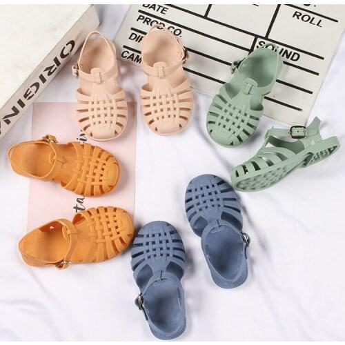 Summer Children Sandals Kids Candy Jelly Beach Shoes Baby Girls Toddler Soft Non-slip Princess Shoes Boys Casual Roman Slippers