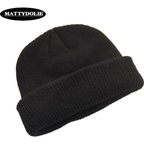 MATTYDOLIE Wholesale Knit Cap Men Solid Color Autumn Winter HatShort Head Cap Outdoor Warm Melon Cap Street Head Cap Woman