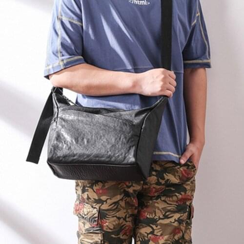 Shoulder bag mens leather cross section soft leather cross-body bag trendy brand large capacity vegetable tanned leather person