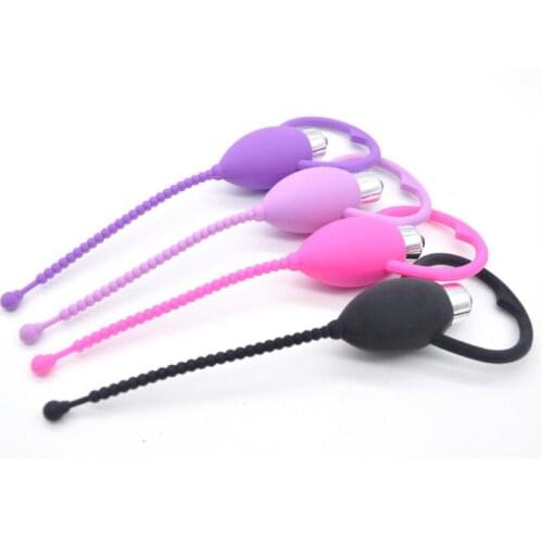 Electric Shock Silicone Urethral Sounding Stretching Stimulate Bead Dilator Penis Plug Adult Bondage BDSM Sex Toy A319