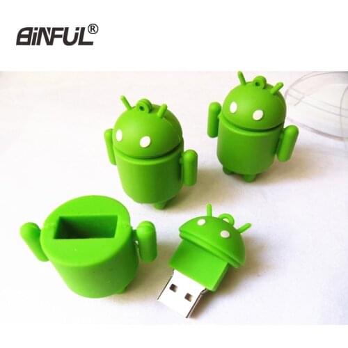 Robot usb flash drive cartoon android pen drive 4GB 8GB 16GB 32GB 64G green U Disk flashdrive memory stick machine pendrive
