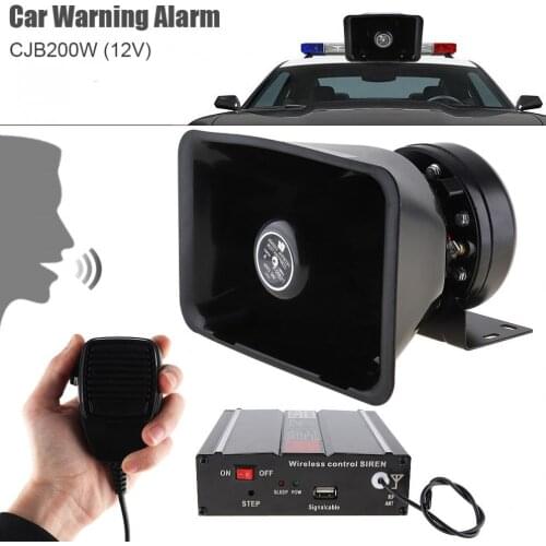 Weather-proof 12V 200W 9 Tone Loud Car Warning Alarm Police Siren Horn Speaker with MIC System