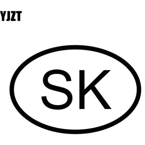 YJZT 13.6CM*9.2CM VINYL DECAL CAR STICKER SK SLOVAKIA COUNTRY CODE OVAL Black Silver C10-01239
