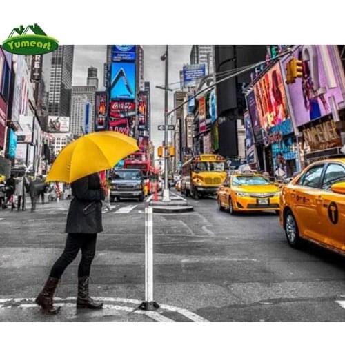 YUMEART DIY Full Drill Diamond Painting New York Pattern Embroidery Diamond Cross Stitch Prosperous City Rhinestone Mosaic Decor