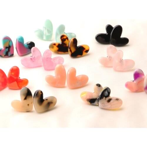 "Candy color Acetate acrylic heart shaped Simple Fashion Stud Earrings Women Exquisite Student Girlfriend Jewelry Accessories "