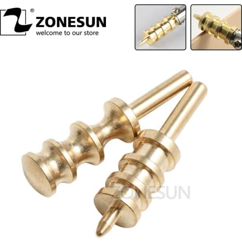 ZONESUN Leathercraft Round Metal Brass Leather Edge Side Burnishing Polished Round Edge Convenient Tools Burnisher Polisher