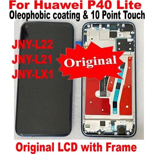 100% Original LCD For Huawei P40 Lite P40Lite Display Touch Screen Digitizer Assembly + Frame For Nova 6 SE Sensor Pantalla