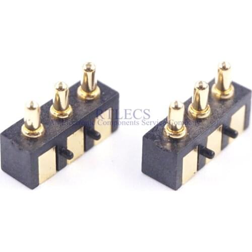 20 Pcs SMT Pitch 2.5mm 3 PIN Spring Loaded Pogo pin connector Right Angle Surface Mount Height 5.5mm Strip one Row