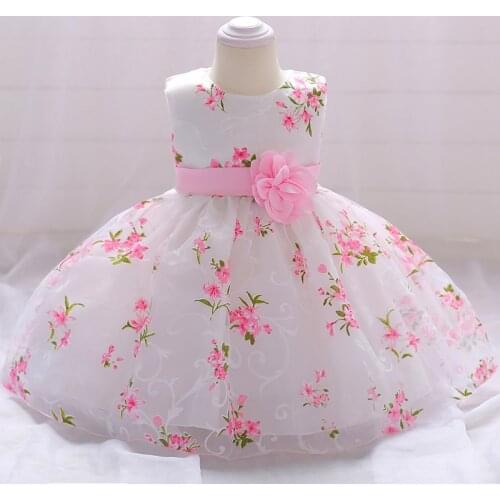 2021 Summer Baby Girl Dress Clothes Baptism Flower Girl Dresses For Party Wedding Childrens 1st Birthday Dress Pink 12 24 Month