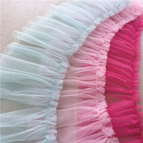 5yards/lot pleated flounced lace fabric DIY lace trim material girl dress doll clothing accessories