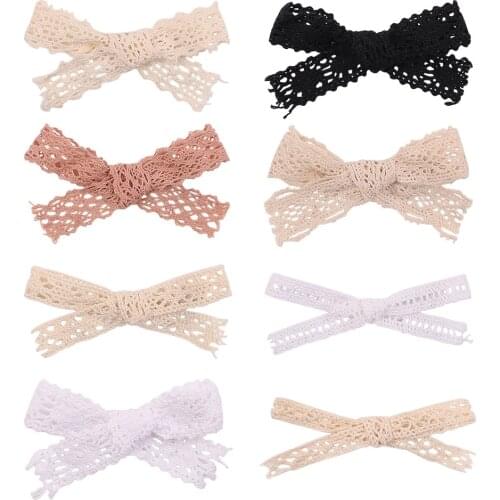 8PCS/Set 2.83'' Cute Princess Lace Hair Clips Bows for Girls Handmade Small Bowknot Hairpin Barrettes Kids Hair Accessories