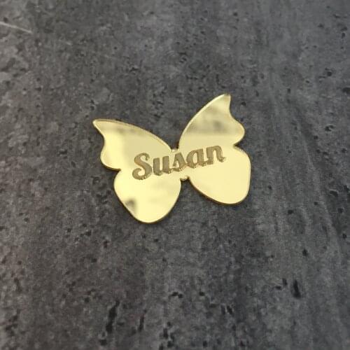 Gold Plexiglass Acrylic Mirror Tag Customized Name Personalized Engraved Wedding Favors Table Decoration Engagement Party