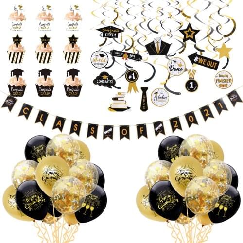 Behogar Graduation Party Decorations Kit with Cupcake Balloons Ribbon for High School University Grad Party Supplies