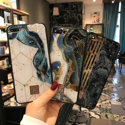 Glitter Gold Marble Phone Case For iPhone 12 11Pro X XS Max XR Soft TPU Granite Geometry Cover For iPhone 7 8 6s Plus Cover