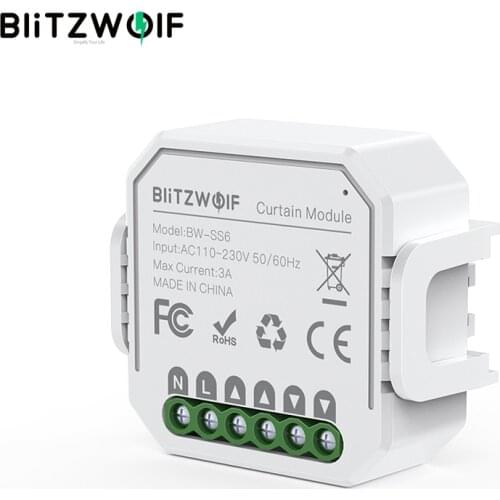 BlitzWolf BW-SS6 WIFI Smart Curtain Module APP Remote Controller Timing Open/Close Work with Google Assistant Alexa Smart Home