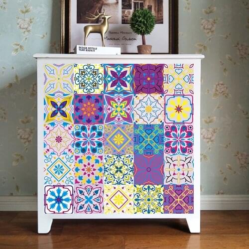 Kitchen bathroom staircase deco wallpaper Waterproof self-adhesive wall stickers home renovation Color retro strip tile sticker