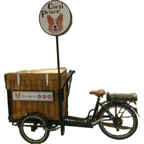 Cheap Reverse Food Vending Cart Mobile Pedal Tricycle Adult Electric Bike Bicycle with Wooden Case for Sale