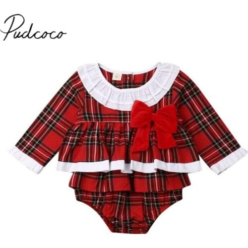 Baby Spring Autumn Clothing Toddler Newborn Baby Girl Long Sleeve Bodysuits Cotton Jumpsuit Ruffled Checked Outfit Clothes