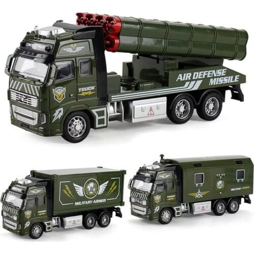 Children Alloy Pull Back Engineering Vehicle Military Truck Car Model Toy Gift Kids Toys Army Car Rocket Model Collection