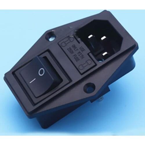 AC-01A Double Insurance AC Power Outlet Socket with Switch Fixed Ear Fuse 5pcs