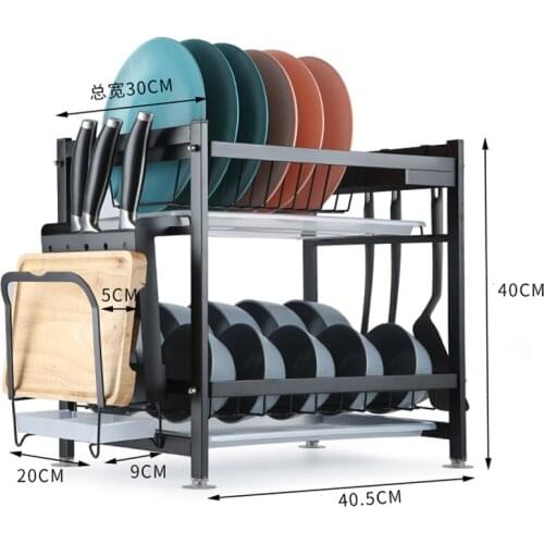 Double-layer Stainless Steel Kitchen Racks Drain Rack home Drying Filter Tray Tableware Storage Box with Suction foot