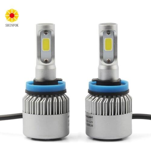 H11 Car LED Headlight 2PCS High Power Bulb Super Bright Beam 72W COB Chips 6000K White Auto Repalcement Headlamp