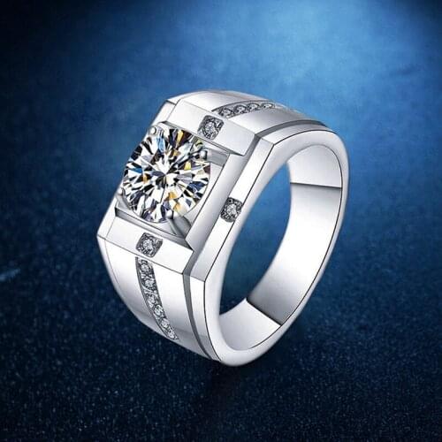 Fashion Jewelry Opening Adjustable Square Silvery Ring Inlay Round Cross Zircon Wedding Hight Grade Ring For Men Bague