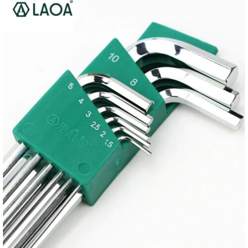 LAOA Good Quality 9PCS S2 Hex Wrench Allen Key Socket Hexagonal Wrenches Set Spanner For repair bicycle Hand tool set