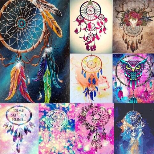 Dream catcher Bohemian DIY Diamond Painting Feather Dream catcher Diamond Embroidery Cross Stitch Rhinestone Mosaic Painting