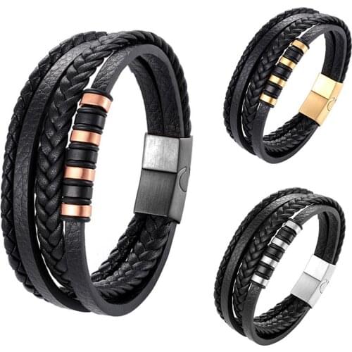 Fashion Men Faux Leather Multilayer Braided Rope Cuff Bangle Bracelet Jewelry Bracelet Bangle Bracelet Chain Bangle Jewelry Gift
