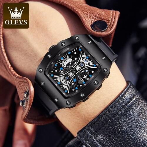 OLEVS Mens Watches Top Brand Luxury Big Dial Military Quartz Watch Silicone Tape Waterproof Sport Wristwatch Relogio Masculino