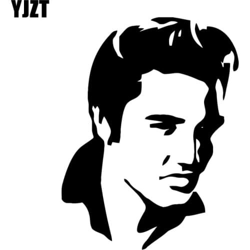 YJZT 9.6CM*12.7CM Young Elvis Presley Vinyl Decal Car Sticker Black/Silver C3-0011