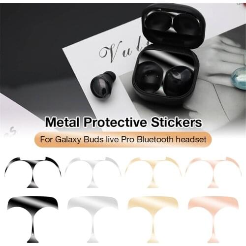 Headset Stickers Protective Decals For Galaxy Buds Live Pro Metal Protective Stikers Dustproof Anti-scratch Stickers