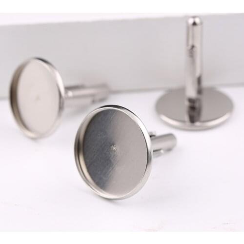 Reidgaller 2pcs stainless steel cabochon cufflink base 18mm 20mm dia blank bezel trays for cufflinks making