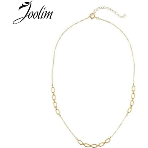 Joolim High End Gold Finish Trendy Stainless Steel Link Chain Necklace