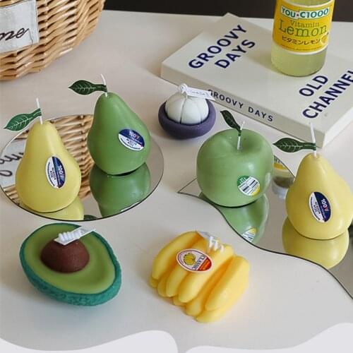 1pc Ins popular Scented Soy Wax Fruit Fragrance Candle Scented Candles Apple Pear Banana Mangosteen Avocado for Home Decoration