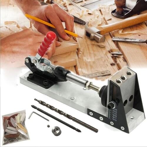 Adjustable Hole Locator Woodworking Doweling Jig Kit Pocket Hole Jig Drilling Guide Hole Saw Drill For Carpentry Clamping Tool