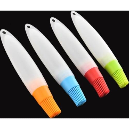 4pcs Silicone Oil Bottle Brush with Cap Barbecue Brush with Scale Sauce Butter Brush Kitchen Tools Silicone Cooking Oil Bottle