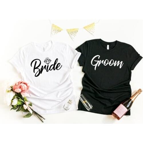 Skuggnas Bride and Groom shirts Wedding and Honeymoon T-shirt Mr and Mrs Tee Bridal Wedding Party t shirts Bride Top dropship