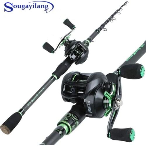 Sougayilang Telescopic Lure Fishing Rod and Reel Combo Set Portable Travel Fishing Rod and 12+1BB 8.1:1 Baitcasting Reel Set