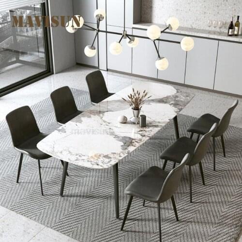 Contemporary Rock Board Dining Table For Small Apartment Nordic Simple And Light Luxury Style Household Rectangular Table Set