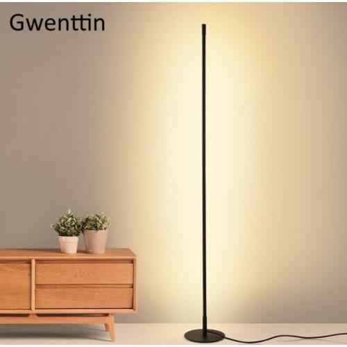 Modern Simple LED Floor Lamp Nordic Minimalist Line Standing Lamps for Living Room Bedroom Home Black Metal Stand Light Fixtures