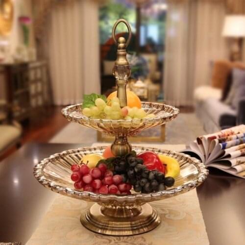 Crystal Glass Plate European Style Living Room Luxury Fruit Snack Dessert Cake Stand Dining Table Fruteira Tableware DG50GP