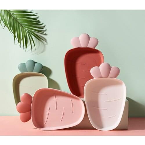 Lovely Carrot shape Turnip Plastic Fruit Plate Candy Plate Modern Living Room Fruit Snacks Dessert Cake Dessert Bread Plates