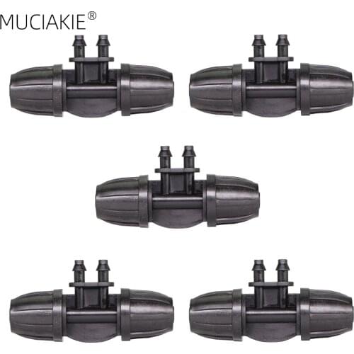 MUCIAKIE 5PCS Lock Tee 3/8'' to 1/4'' Reducing T Connector for Micro Irrigation Tubing Micro Drip Irrigator Fitting 8/11 to 4/7