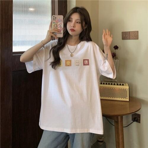 Womens T-shirts Tops Japanese Kawaii Ladies Ulzzang Loose Casual Lazy Retro Tshirt Female Korean Harajuku Clothes For Women